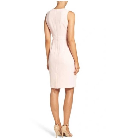 ELIZAJ Ella Ruffle Cascade Crepe Sheath Dress In Blush - Picture 4 of 14